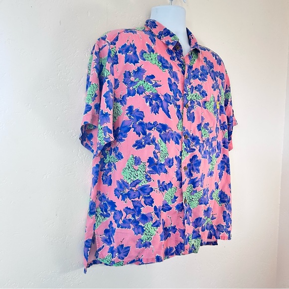 Big Dogs California Native Vtg 90s Grape Vine Vineyard Hawaiian Shirt Men Size L - Picture 3 of 10